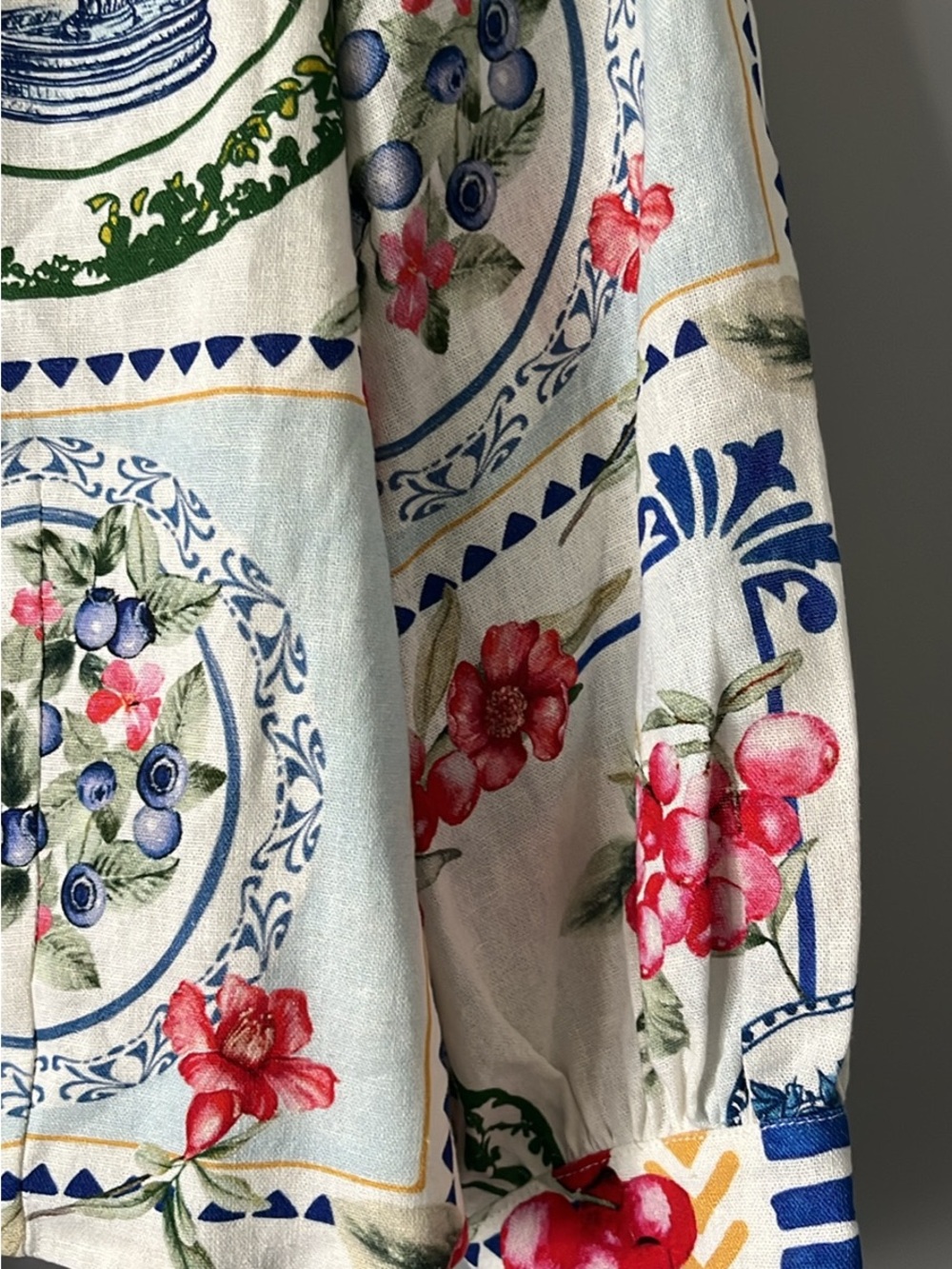 Rachel Zoe White Multi Mediterranean Floral Tie-Front Blouse - Picture 8 of 10